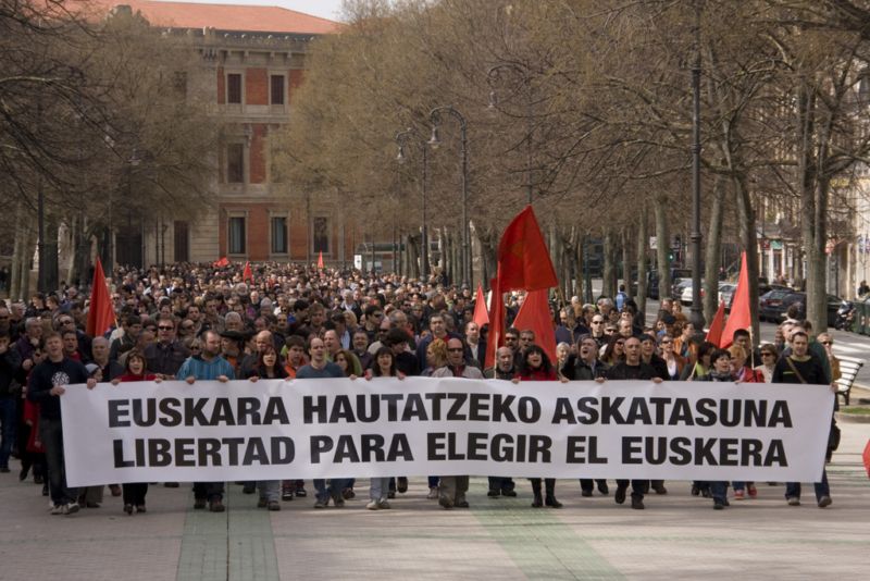 Nafarroa osoan D ereduan ikasteko eskubidearen alde 2010ean IruÃ±ean egin zen manifestazioa