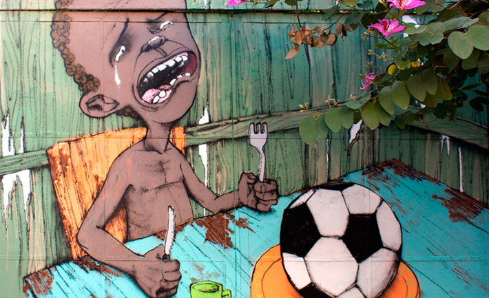 Paulo Ito graffitigileak Sao Pauloko eskola baten atarian egindako marrazkia. 