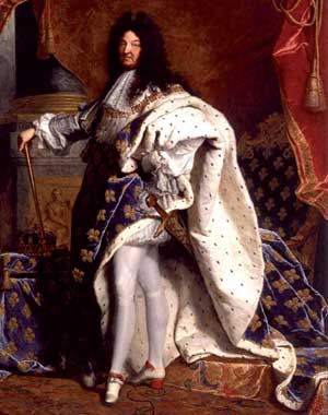Ezkerrean, Luis XIV.a Frantziakoa; hark eman zuen Parisko kaleak lehenengoz argiztatzeko agindua.