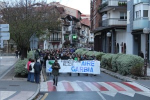 Lasarte-Orian errauskailuaren aurka azaroaren 21ean egin zen manifestazioaren irudi bat. 