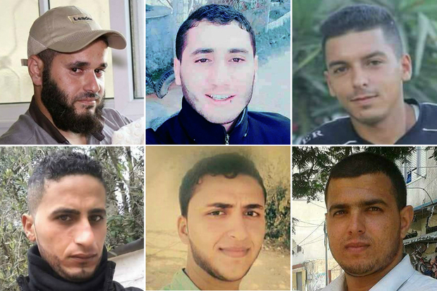 Starting from the left: Shahir Mahmoud Mohammed Almadhoon, Khalil Ismail Khalil Mansor, Mahmoud Saber Hamad Abu Taeemah, Mohamed Ashraf Abu Sitta, Mustafa Mohamed Samir Mahmoud Almasry, Obaidah Salim Farhan